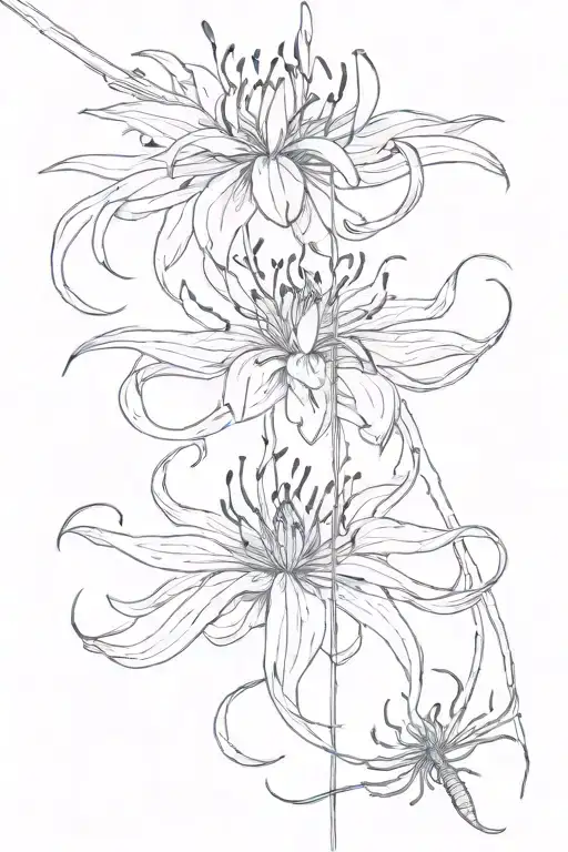 Blur Spider Lily With A Spider Hanging From It