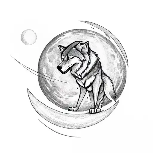 A Wolf With The Moon Under It And Avenger Written On The Moon
