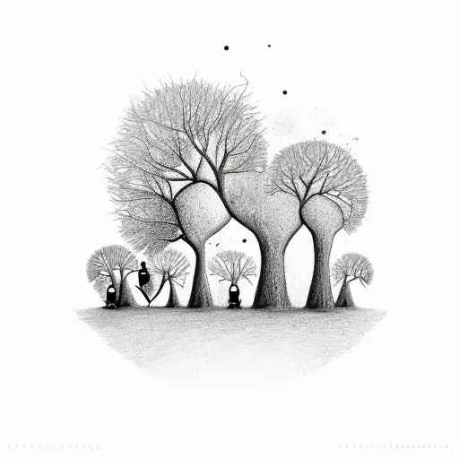 Mother And Two Kids As A Tree