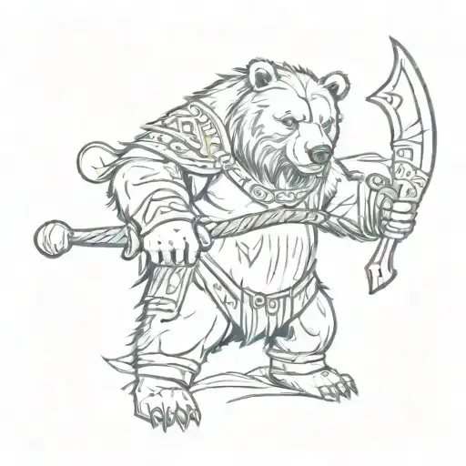 Bear And Viking With Axes