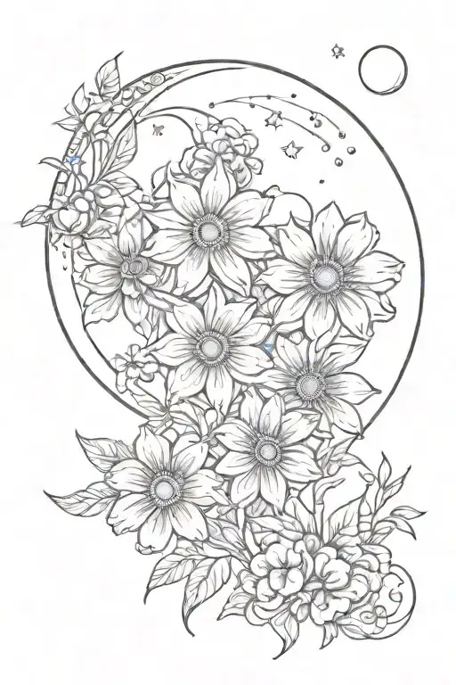 Flowers And Moon