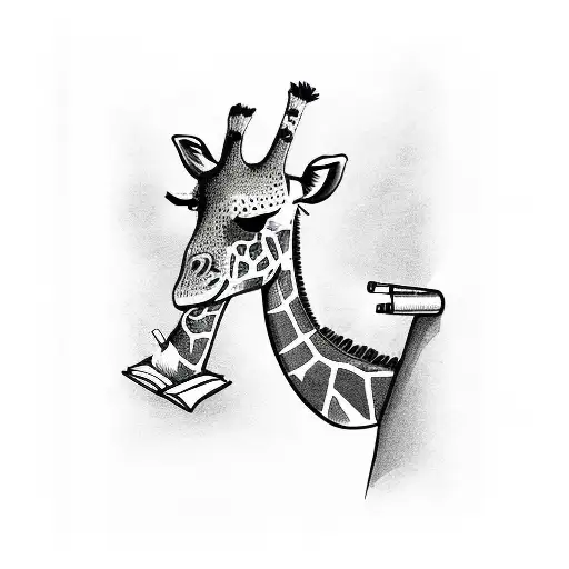 A Giraffe Reading A Book While Smoking A Cigarette