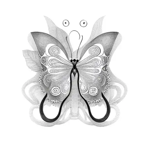 Half Butterfly With Snake