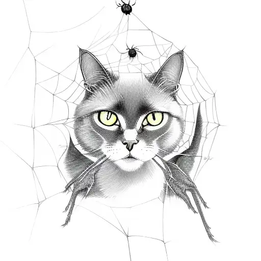Black Cat With Spiders