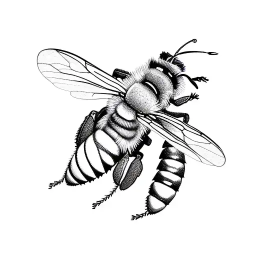 Simetrical Honey Bee On Flower