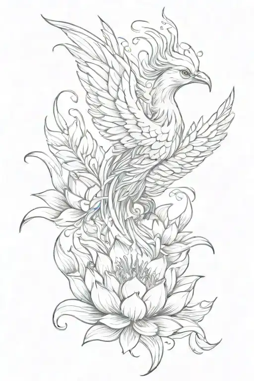 Pheonix Rising From A Lotus Flower