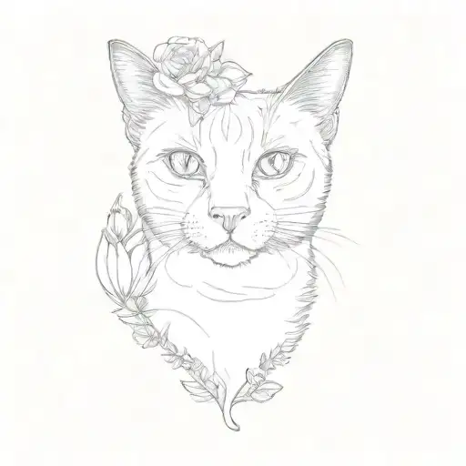 A Cat With Flowers