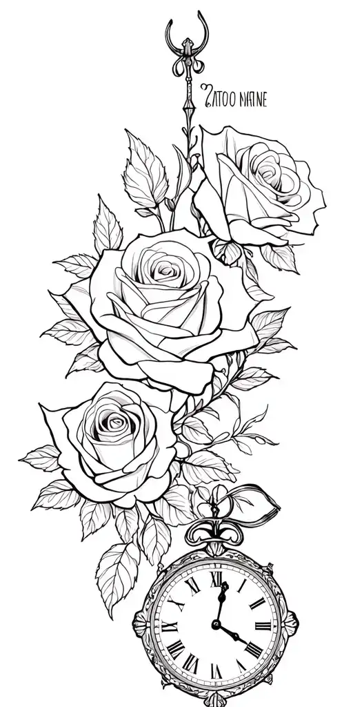 Roses And Kids Names With Clocks