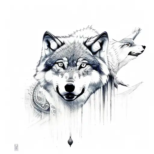 Wolf With Warrior Infront Of It