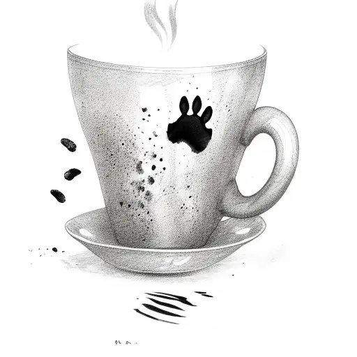 Coffee Cup With Cat Paw Prints As Steam