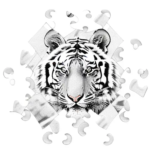 A Tiger Made Out Of Puzzle Pieces