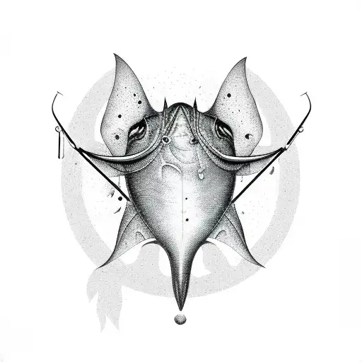 A Fishing Rod With A Manta Ray Silhouette Instead Of A Hook