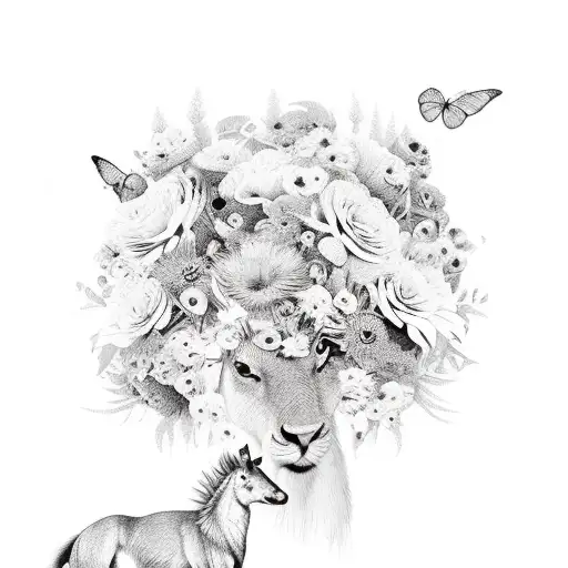 Land Animal Mixed With Flowers