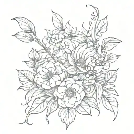 Flowers Leaves And Fish