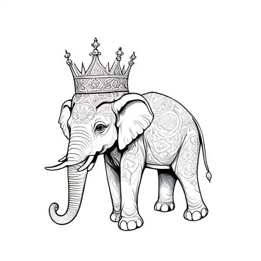 Elephant With A Crown On The Head