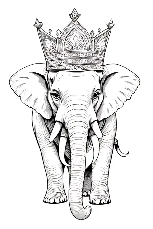 Elephant With A Crown On The Head