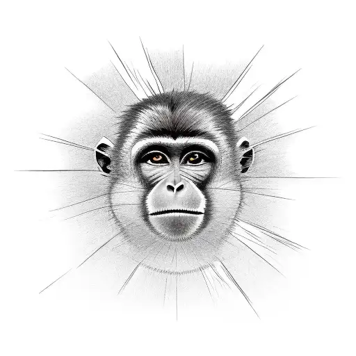 A Detailed Sketch Of A Monkey Reaching For The Sun