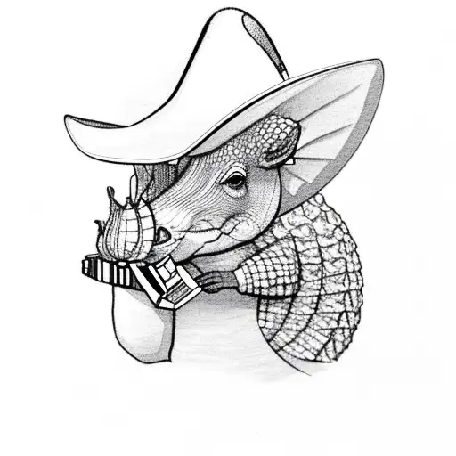 Armadillo Wearing A Cowboy Hat Smoking A Cigarette