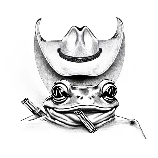 Frog Wearing A Cowboy Hat Smoking A Cigarette