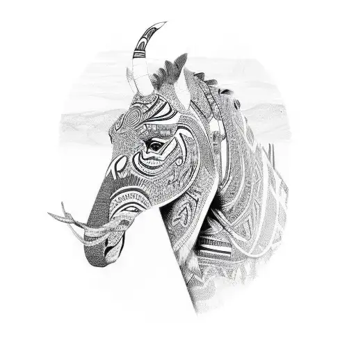 African Tribal Patterns Intertwined With Wildlife Imagery