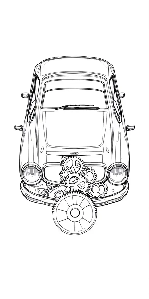 Car Silhouette With Gears