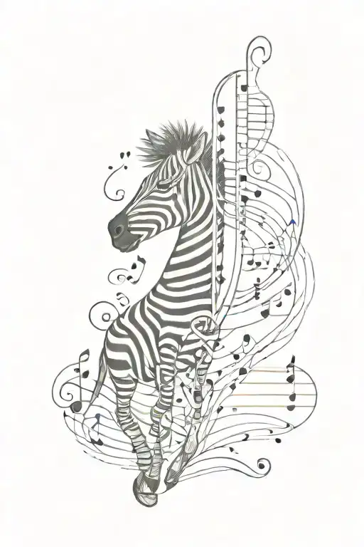 Zebra And Music Note Intertwined