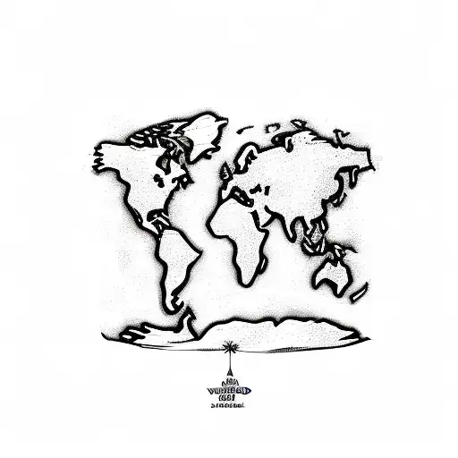 A Detailed Sketch Of A World Map With Suriname Highlighted And A Palm Tree Growing From It