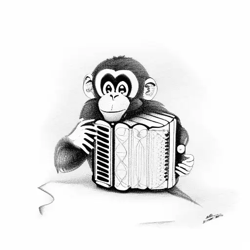 Monkey Playing An Accordion Guitar