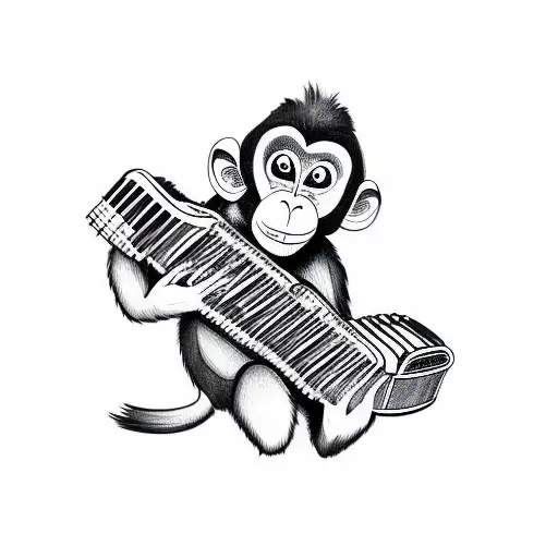 Monkey Playing An Accordion Guitar