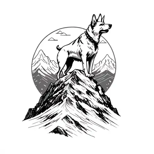 A Dog On Top Of A Mountain