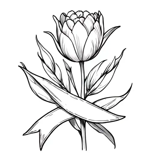 Tulip And Cancer Ribbon