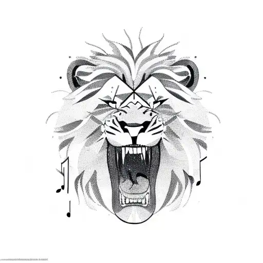 A Lion Roaring With Musical Instruments In The Background