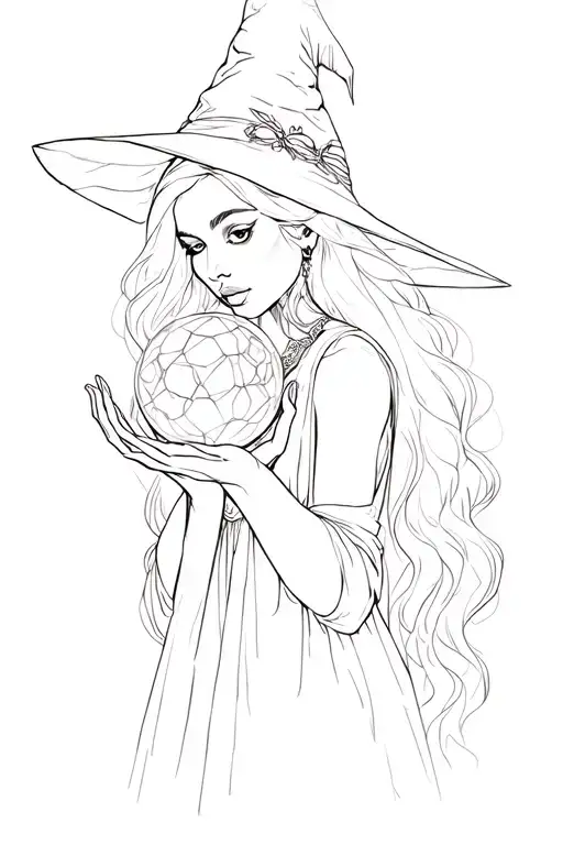 Witchy Woman Holding Crystal Ball