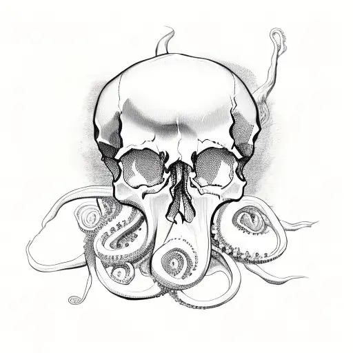 Skull And Roses And Octopus