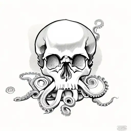 Skull And Roses And Octopus