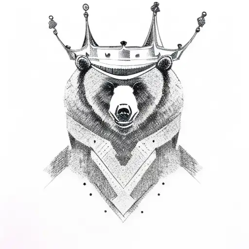 Bear Head With Crown And Cross Necks