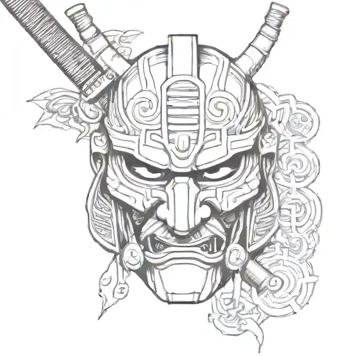 Samurai Mask's With Katana In This Mask
