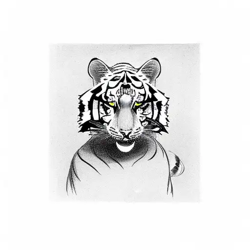 Cat In A Kimono With A Tiger Mask