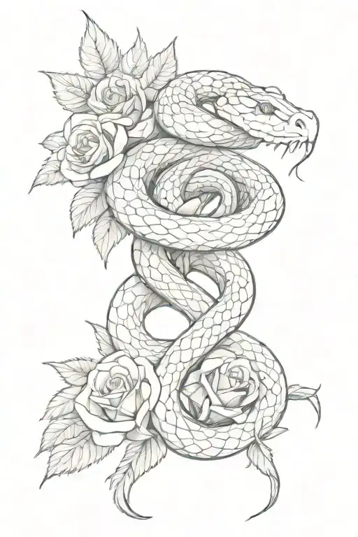 Snake With Roses But The Spikes Hurt The Snake