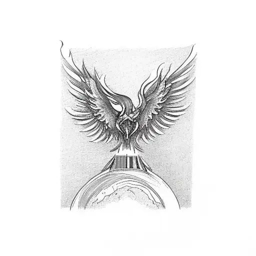 Stack Of Books With Phoenix Above It