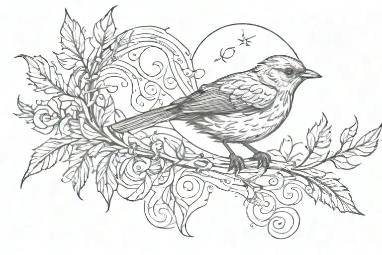 Robin Musical Note Feather Wind Heart