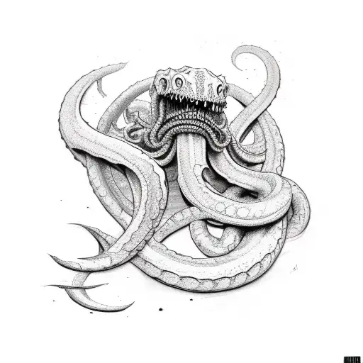 Black Giant Kraken Grabbing Arm Back And Neck