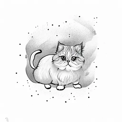 Persian Cat Walks On A Rainbow