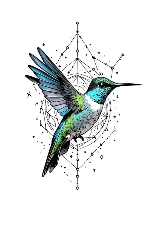 Hummingbird Surrounded By Constellations