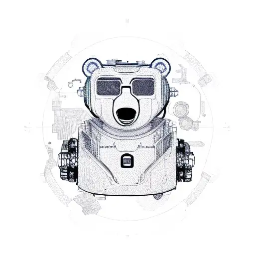 Robotic Bear Steampunk Seamless Pattern