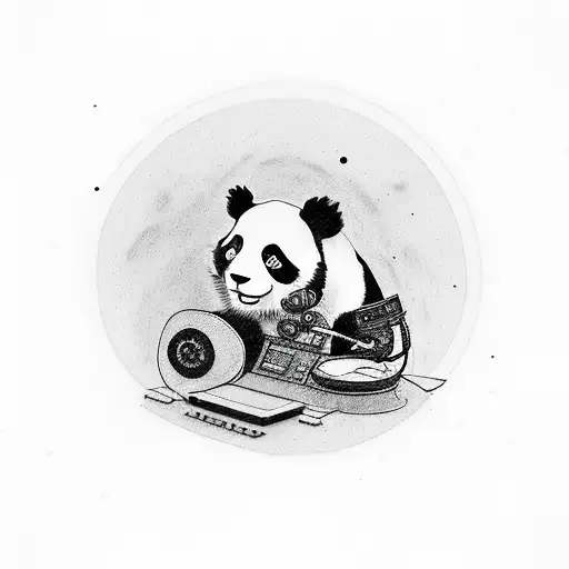 Incorporate A Panda Dj Spinning Records In A Tattoo Design
