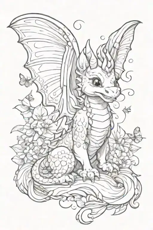 Cute Dragon With Butterfly Wings