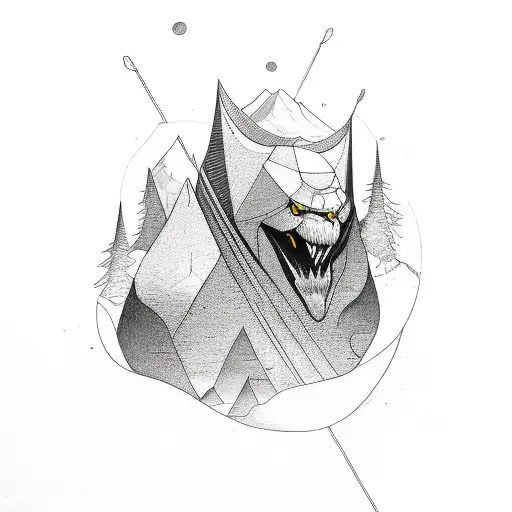 Letter M And A Mixed Into A Portrait Containing A Mountain