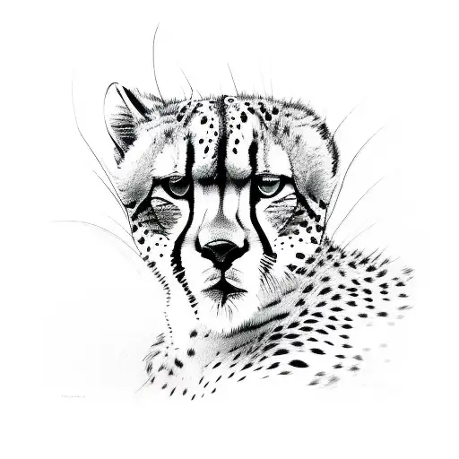 A Detailed Sketch Of A Cheetah Hunting Its Prey