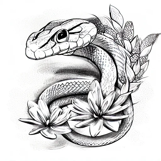 Snake Covered With Flovers